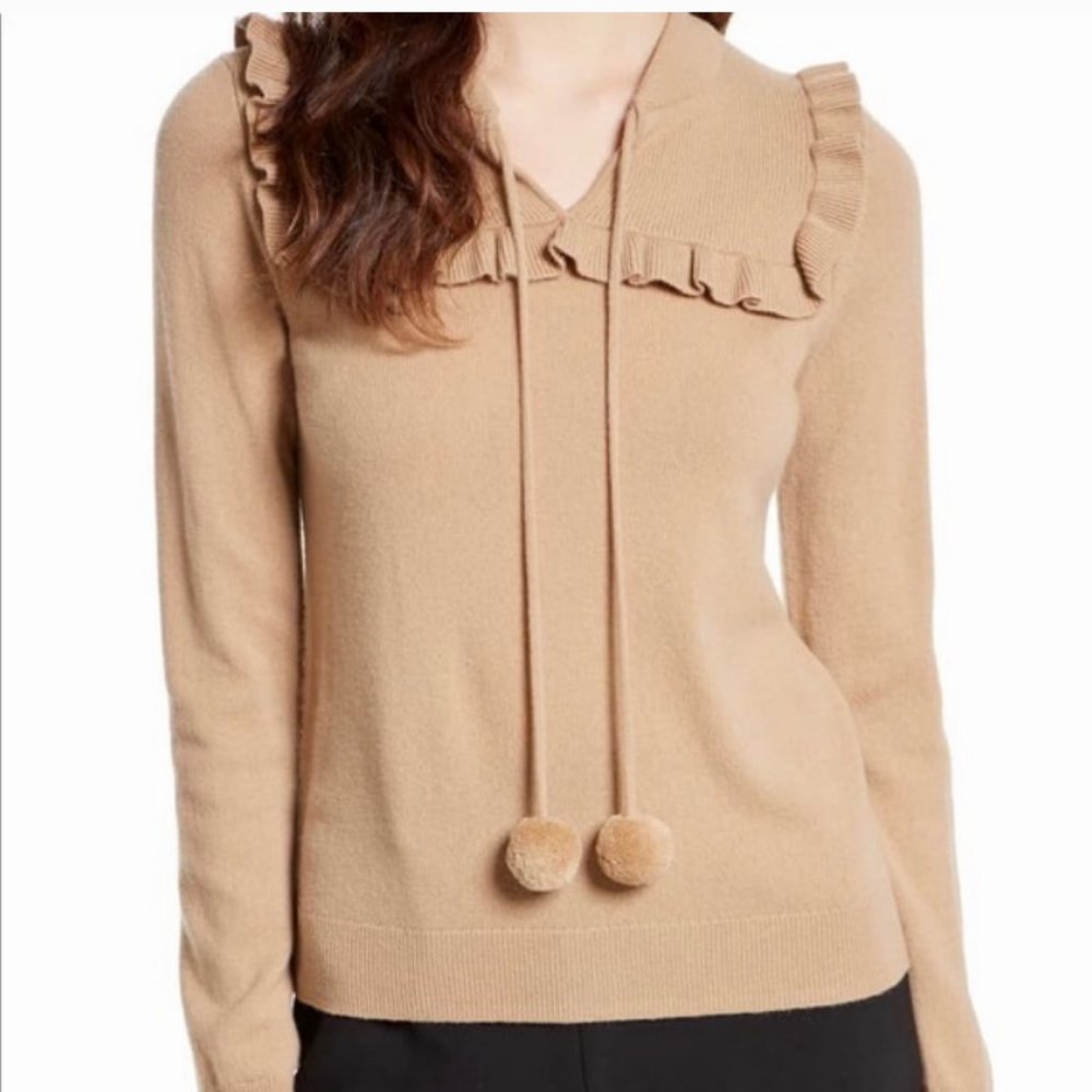 Kate Spade Pom Pom Wool and Cashmere Sweater in RED size small